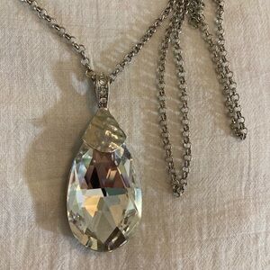Faceted Glass Prism Teardrop Shaped Pendant‎ Necklace
